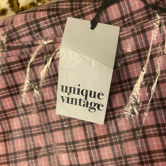 Unique Vintage Rochelle Pink & Black Plaid Capris, size 3X - Picture 3 of 5